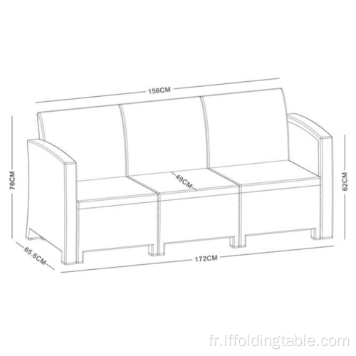 Canapé en plastique PP de 5 places (2e âge)